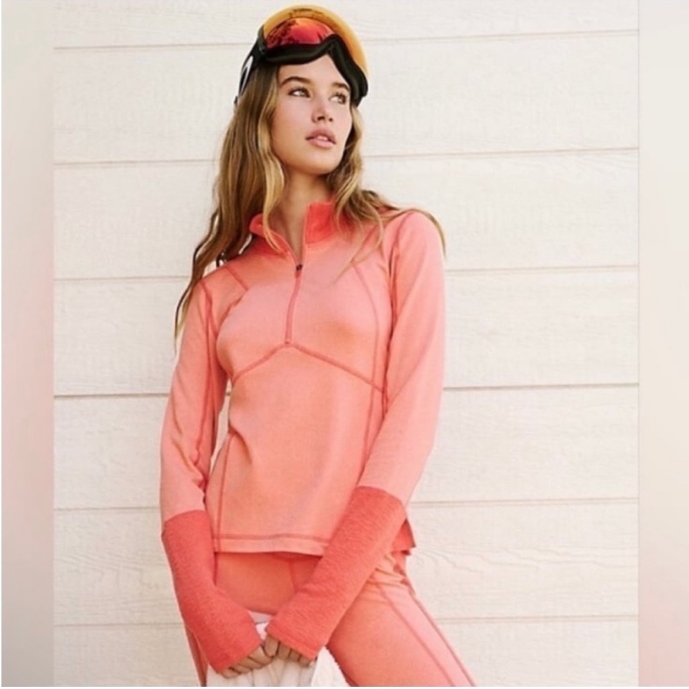 Free People Active Under Cover Base Half Zip Taffy Melon SALE!